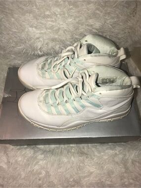Jordan retro 10s 2005 1985 mint White High-Top Sneakers with Mint Accents